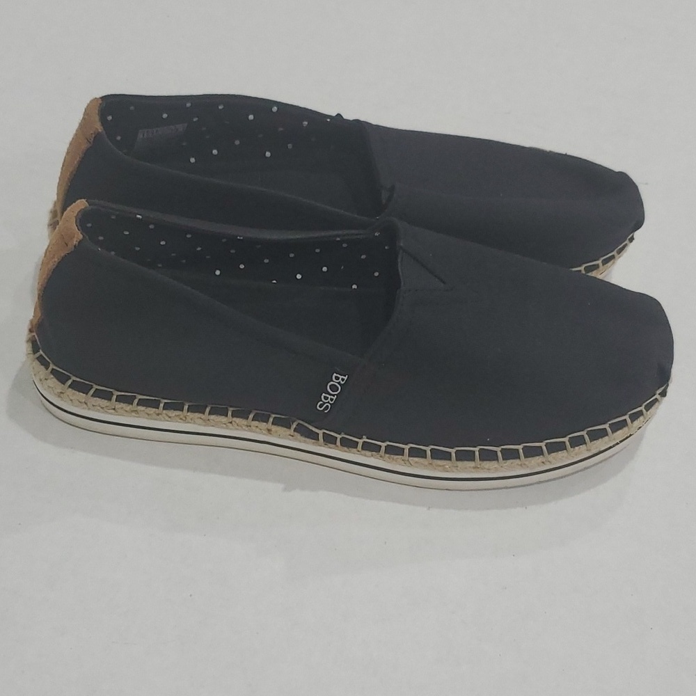 Skechers BOBS breeze memory foam platform espadrilles black size 8.5